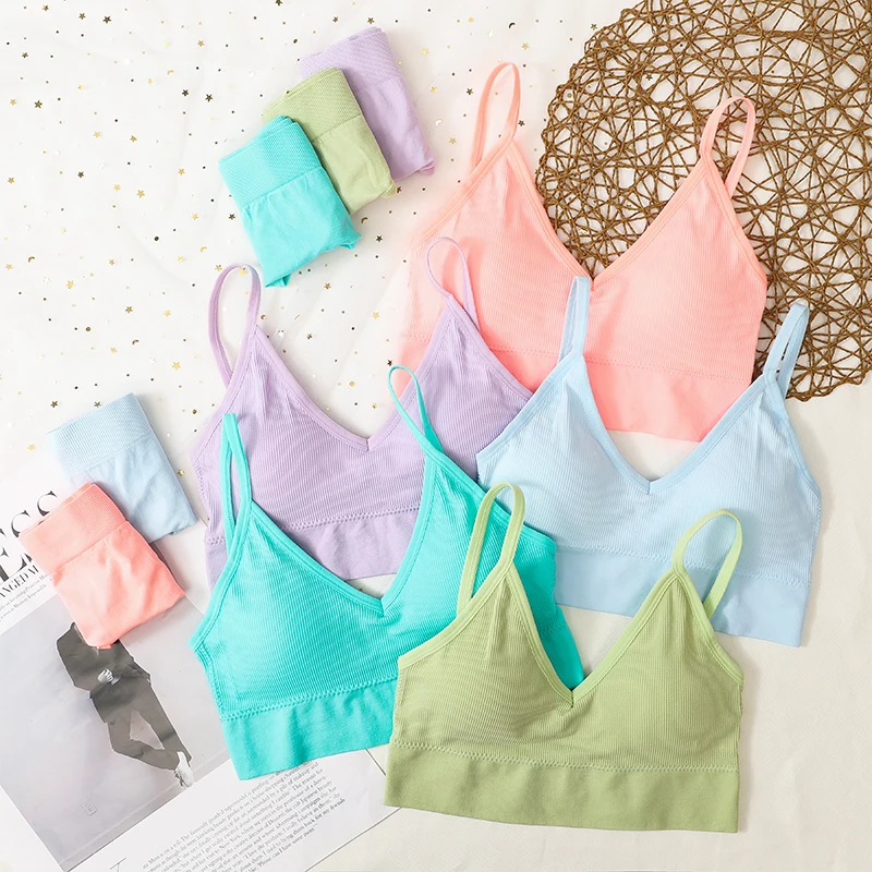 Women Bra And Panties Set Sports Bra Set Sexy G-String Seamless Bra Thong Sexy Lingerie Set Fitness Crop Top Underwear Intimates