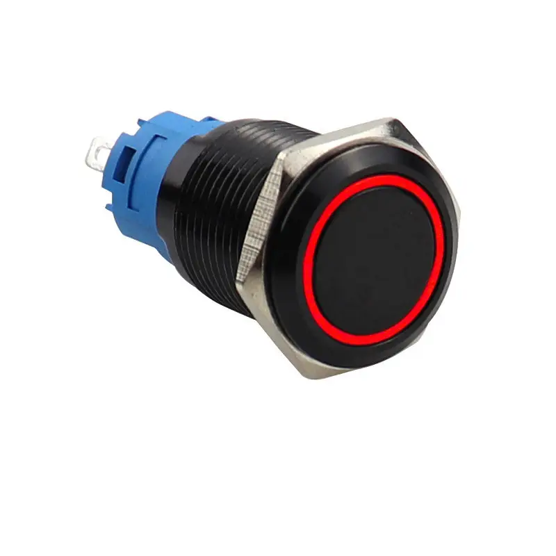Black Push Button Switch 12/16/19/22mm Waterproof Illuminated Led Light Metal Flat Momentary Switches with Power Mark 5V 12V 24V - Image 13
