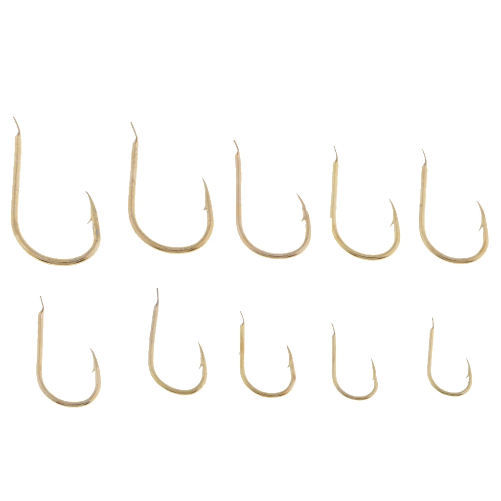 500pcs/set Sharp Fishing Hooks Barbed Hooks Gold Fishhooks 3-12# with Box Super Sharp and Durable Fishhooks