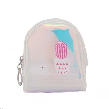 1 шт. случайный женский кошелек кактус брелоки с принтом сумка мини кошелек на молнии ПВХ лазерный кошелек клатч леди