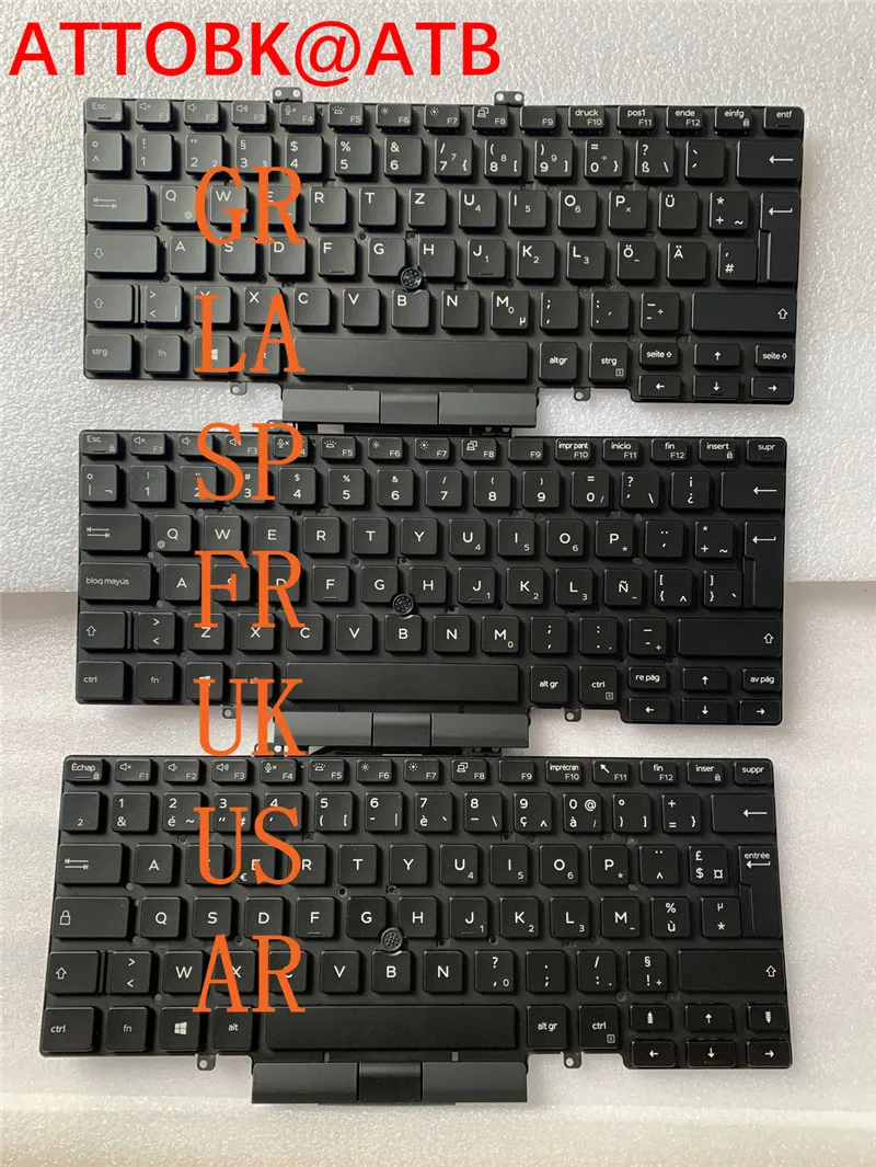 Teclado para Dell Latitude 5400 5401 5410 5411 03c7cj 3c7cj 3j9fc com Teclado Trackpoint Retroiluminado Novo us gr fr sp la ar uk
