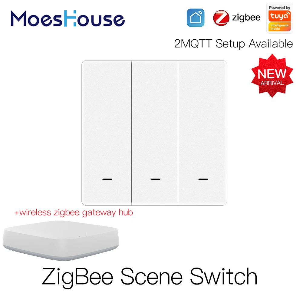 MoesHouse ZigBee Tuya Wireless 9 Scene Switch Push Button Battery