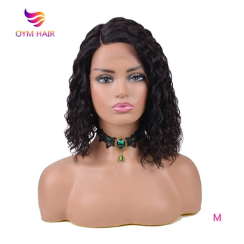 

OYM HAIR Peruvian Hair U part Lace Wigs Short Water Wave Human Hair Wigs For Black Women 150% Density Remy Side Part Wig