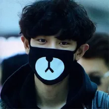 Новинка, унисекс, милая маска с принтом медведя, модная, черная, Осень-зима, маска для лица, мультяшная, против пыли, респиратор для женщин и мужчин, горячий респиратор