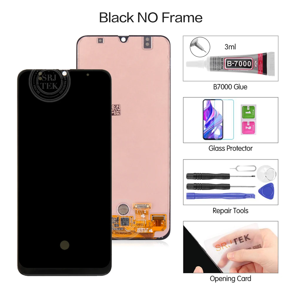 Black no Frame AMOLED ЖК для samsung Galaxy A50 ЖК-дисплей A50 сенсорный экран дигитайзер Замена для samsung A50 дисплей A505 A505F A505FD - Цвет: Black no Frame