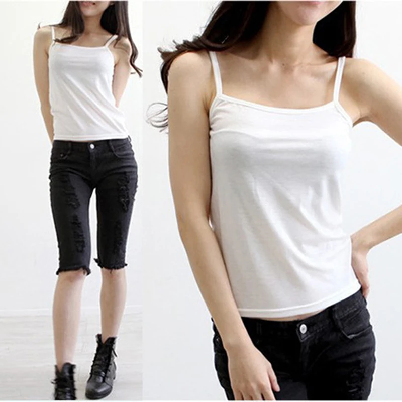 

Summer 2019 Women Camis Tops Summer Sleeveless Beach Style Tanks Tops Free size Ladies Tees Slim Vest White Tank Top
