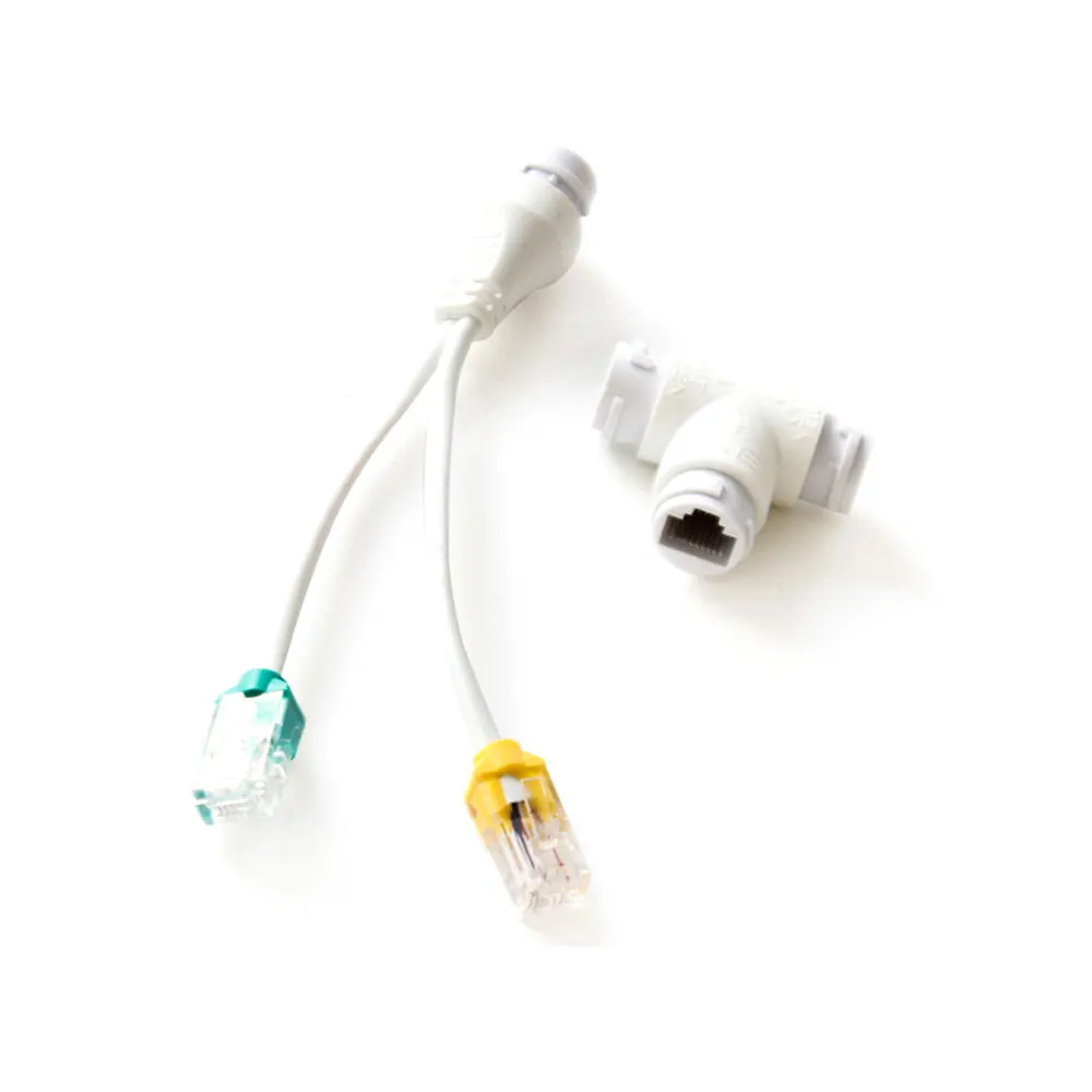 Cable divisor PoE POE separador de 2-en-1 conector del cable conector de red de tres RJ45 cabeza traje para POE/cámara IP/router/AP/caja de la TV