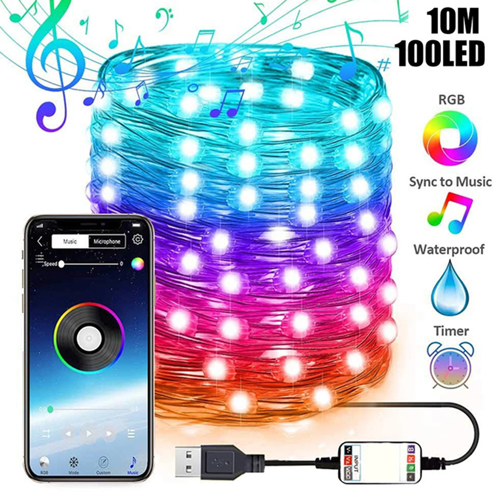 

Christmas Tree Decoration Lights Customized Smart Bluetooth LED Personalized String Lights App Remote Control Lights Dropship