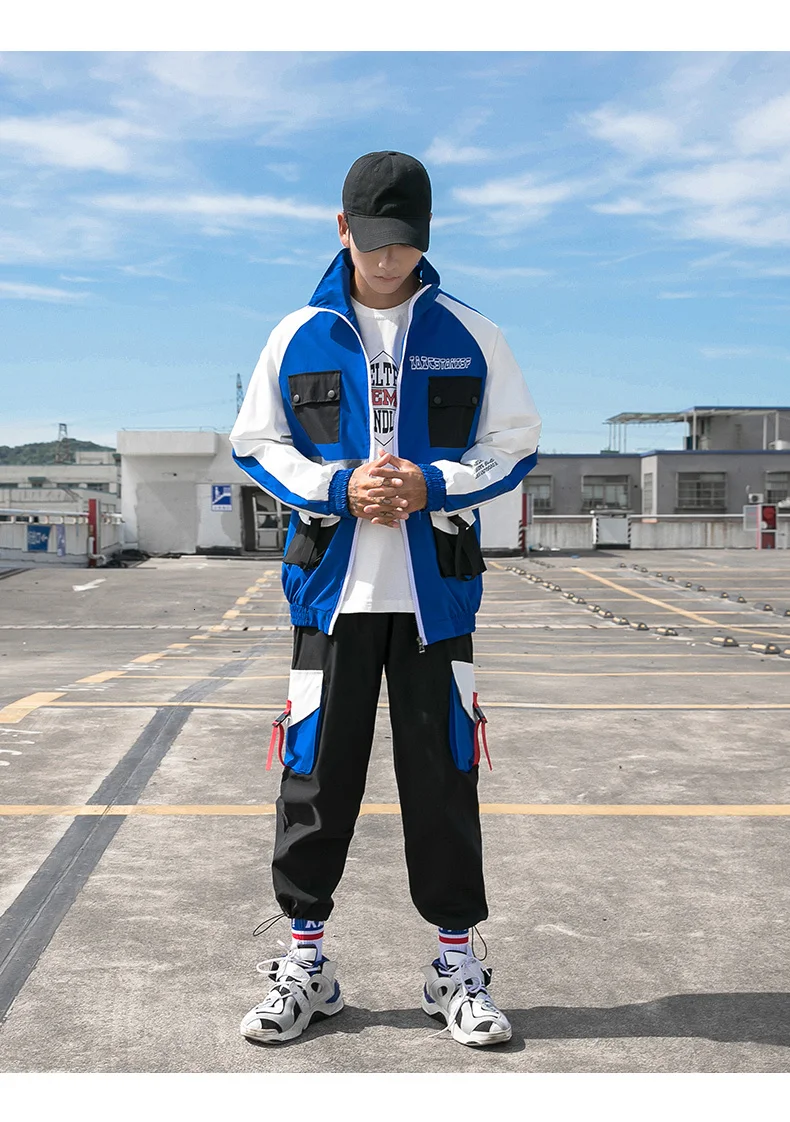 2 предмета, Ropa Deportiva Hombre Moda Survete, мужская куртка+ штаны, комбинированный осенний спортивный костюм с несколькими карманами для мужчин, комплект из двух предметов