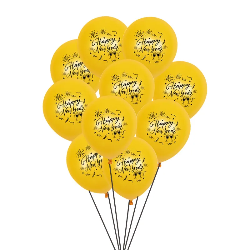 Gold Chicinlife 10 шт. 12 дюймов счастливый год латексный шар рождественские вечерние украшения Новогодний воздушный шар "Конфетти" Рождественские принадлежности - Цвет: Gold