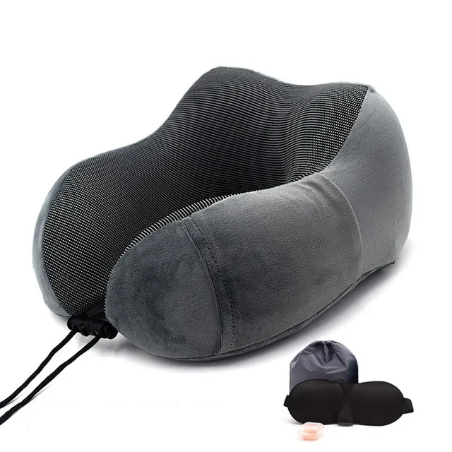 Новые u-образные подушки для шеи из пены с эффектом памяти, мягкие медленные подушки для путешествий, однотонный шейный затылочный медицинский постельные принадлежности, Прямая поставка - Цвет: gray
