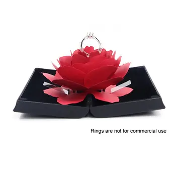 

Delicated Folding Flower Ring Box Rotating Rose Ring Box Birthday Valentine's Day Wedding Ring Jewelry Display Boxes Gifts Hot