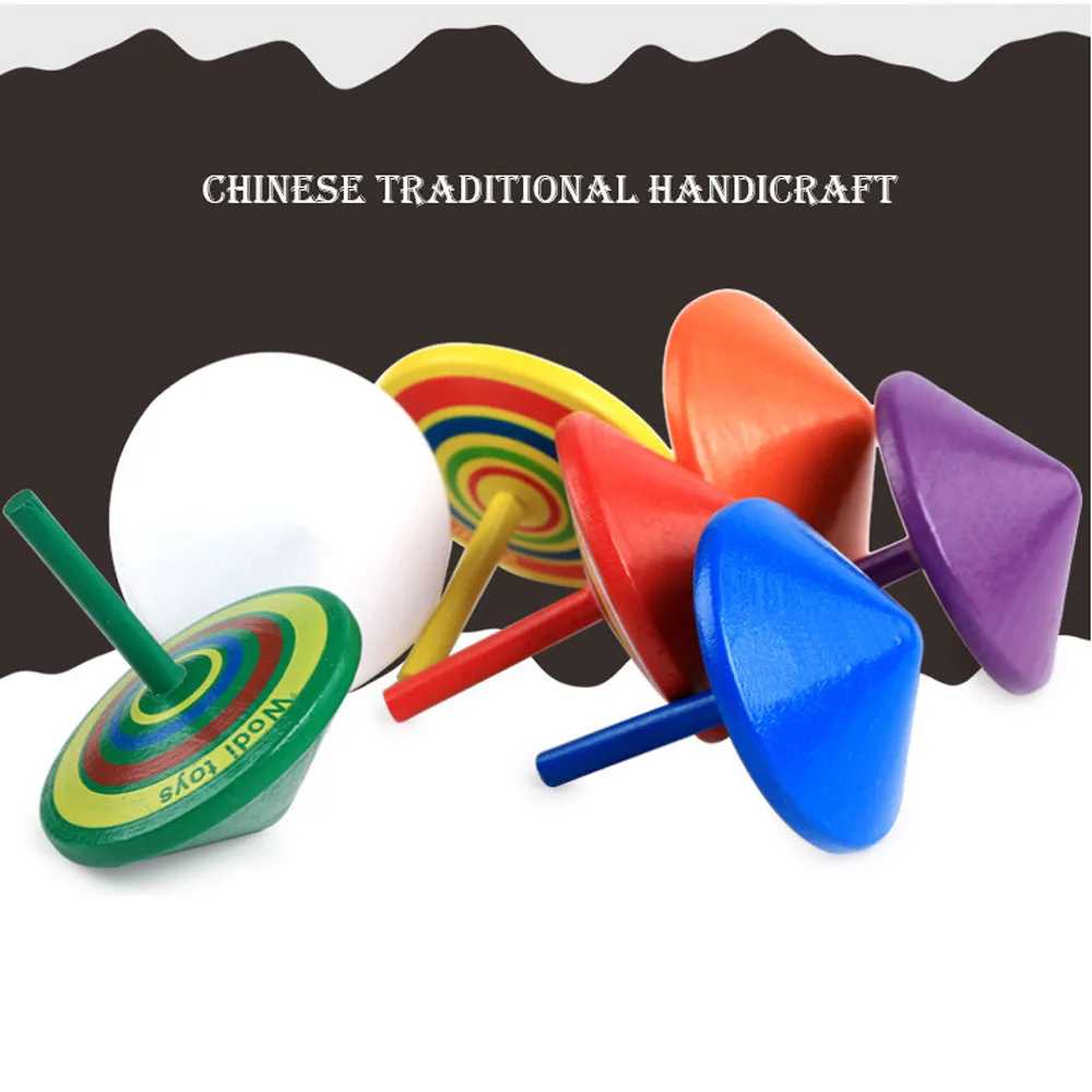 toys for children boys Colorful Funny Handmade Painted Wood Spinning Tops Wooden Educational Toys игрушки для детей#CN20