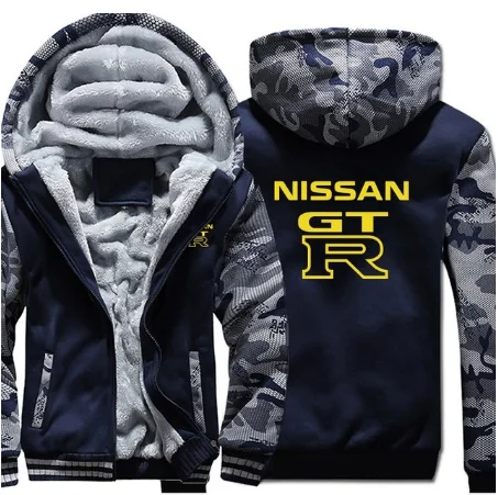 Новые зимние толстовки, мужские теплые толстовки для Nissan GTR, зимняя теплая утолщенная Вельветовая куртка, пальто на молнии, верхняя одежда, GT-R с капюшоном, топы-03