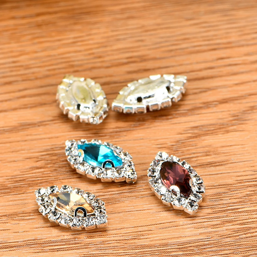 Стразы конский глаз с кристаллами и серебряными крапанами блестящие стразы