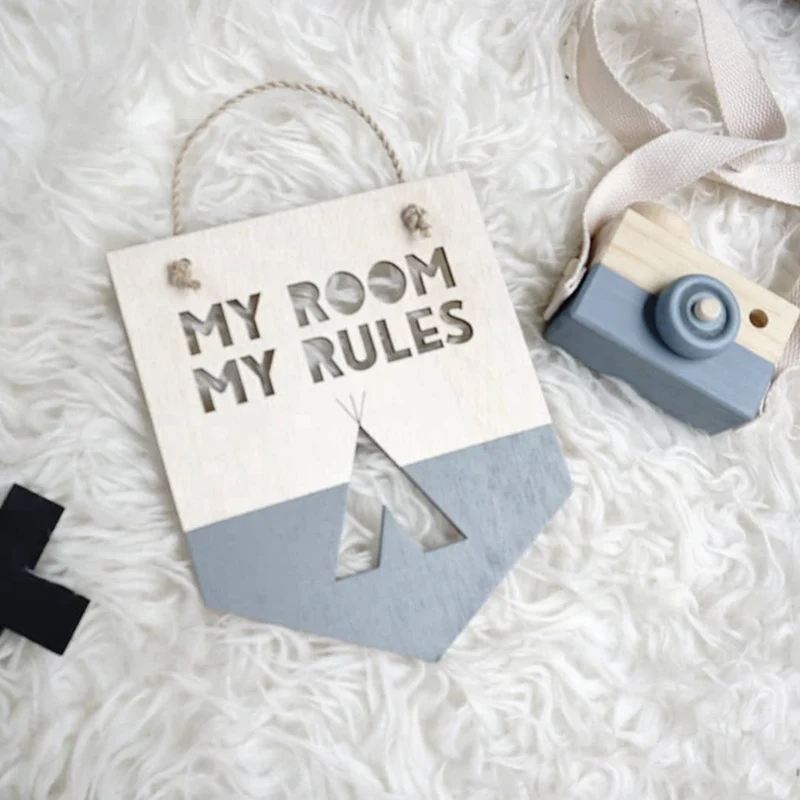Деревянная подвеска кристалл My Room Rules украшение для стены детской комнаты