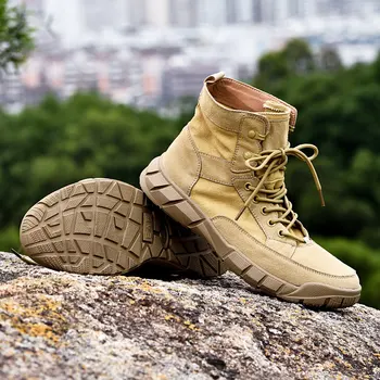 

Autumn Outdoor Desert Non-slip High top Women Hiking Boots Fashion Leather Martin Ankle Boots for Women Men High Climbing Shoes
