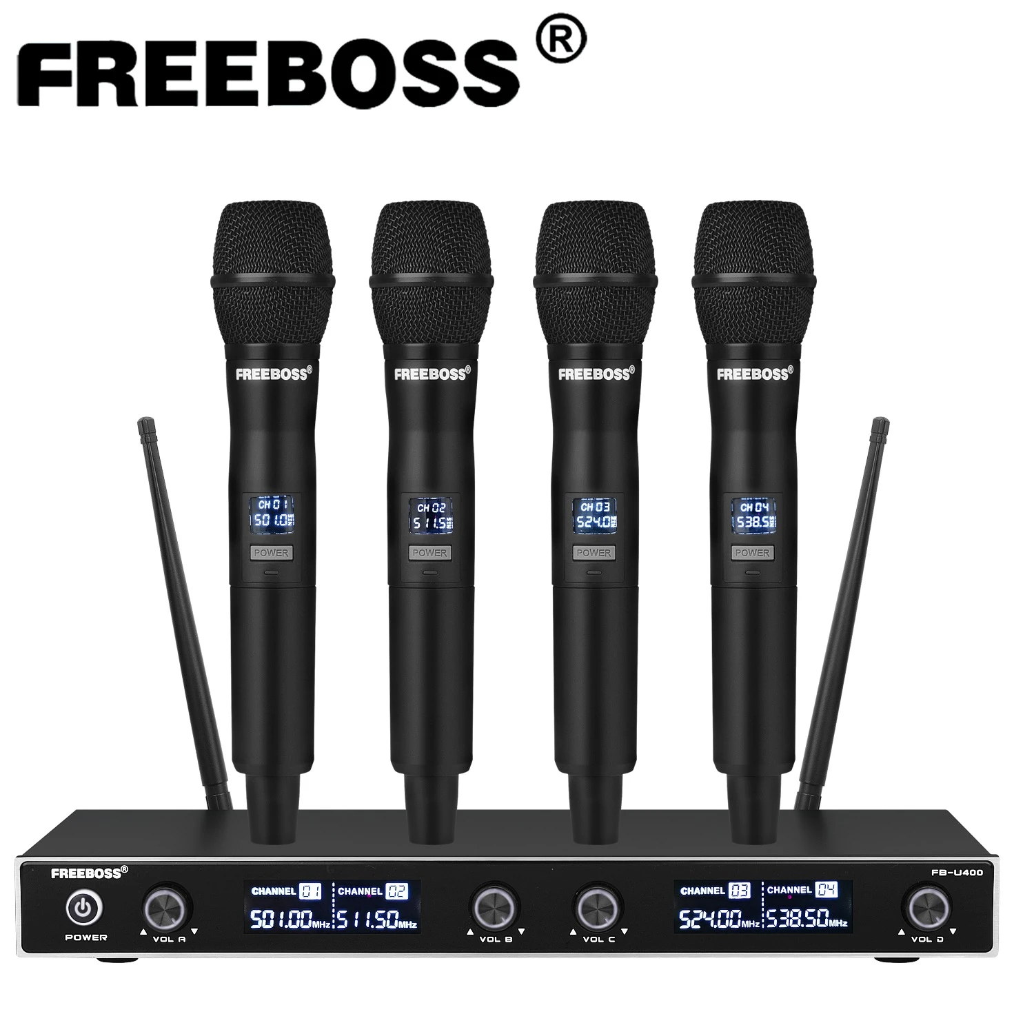 Freeboss FB U400 Uhf Vaste Frequentie Karaoke Draadloze Microfoon Professionele 4 Draadloze Microfoon 4 Kanaals -