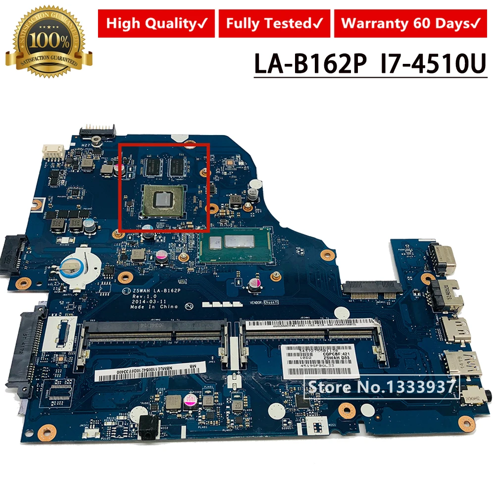 

FOR Acer Aspire E1-572 V3-572G E5-571G E1-572G Laptop Motherboard I7-4510U NBMLC11005 NB.MLC11.005 Z5WAH LA-B162P Mainboard