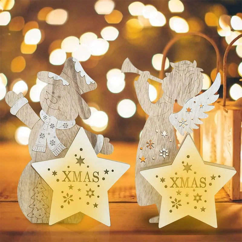 

High Christmas Snow Man/Angel/Elk Decor Bauble LED Light Luminous Xmas Tree Ornaments UEJ