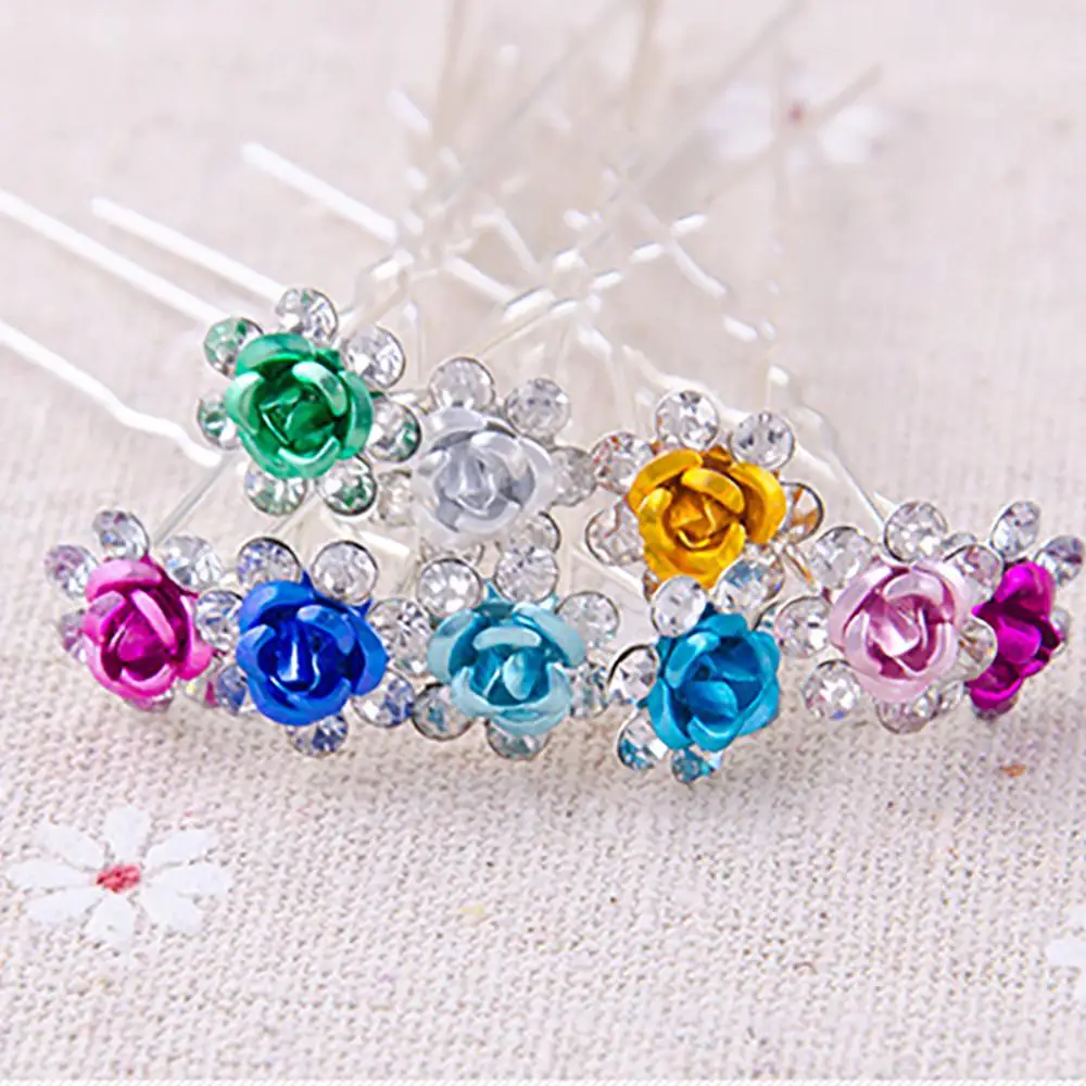 

Xugar Hair Accessories 20Pcs 7 Rhinestone Rose Hairpins Bride Wedding Hair Clips Fashion U-Shaped Barrettes Hair Ornament