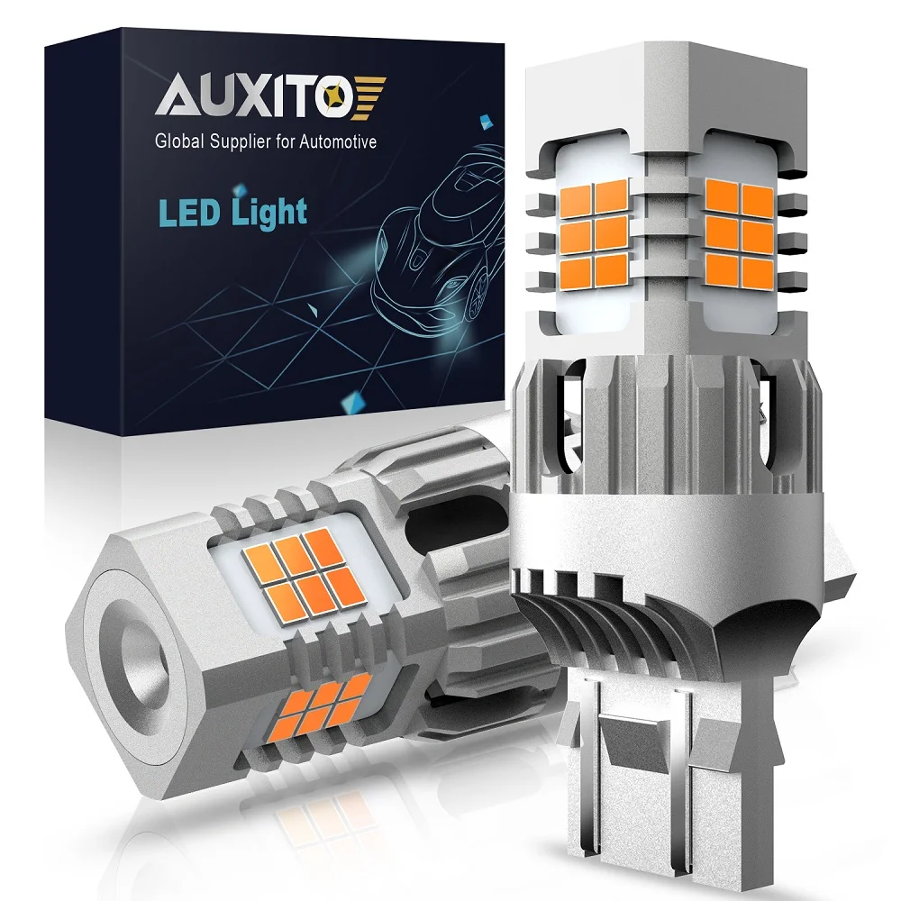 AUXITO 2 шт. без Hyper Flash T20 W21W WY21W 7440 7440NA 7443 W21 5 Вт Светодиодный светильник сигнала поворота Canbus безотказная автомобильная лампа янтарного цвета