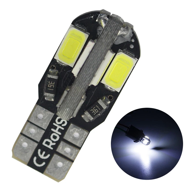 T10 LED 자동차 너비 램프 화이트 라이트, 캔버스 5730, 8SMD12V, 자동차 LED 전구, 사이드 웨지 라이트, 450LM, 자동차 라이센스 라이트