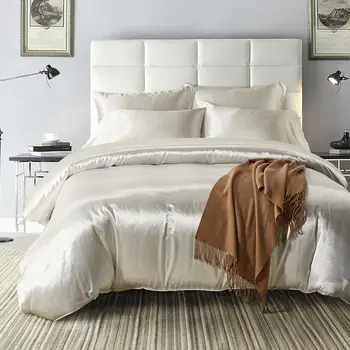 

luxury style comforter bedding set 100% Satin silk Duvet Cover sets Queen King Size bed set 1pcs Quilt cover + 2pcs Pillow case