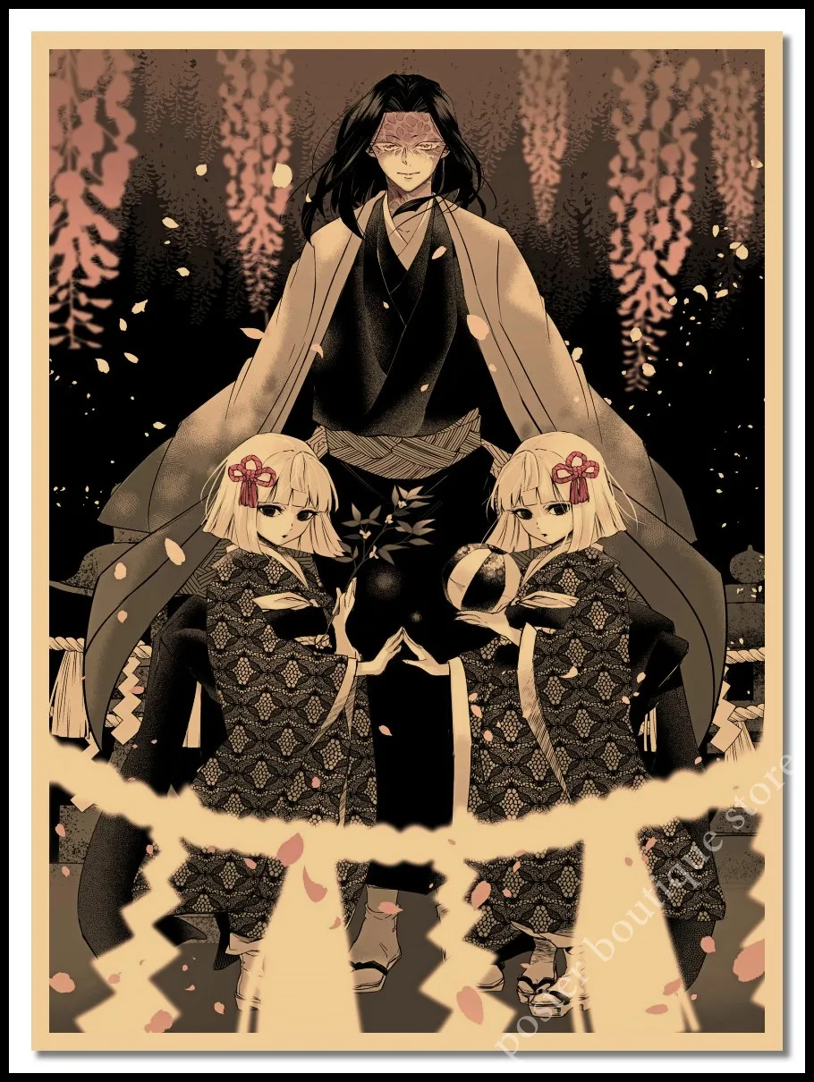Японский аниме Demon Slayer крафт плакат: Kimetsu no Yaiba Kamado Tanjirou Kamado Nezuko настенный стикер с изображением домашнего декора