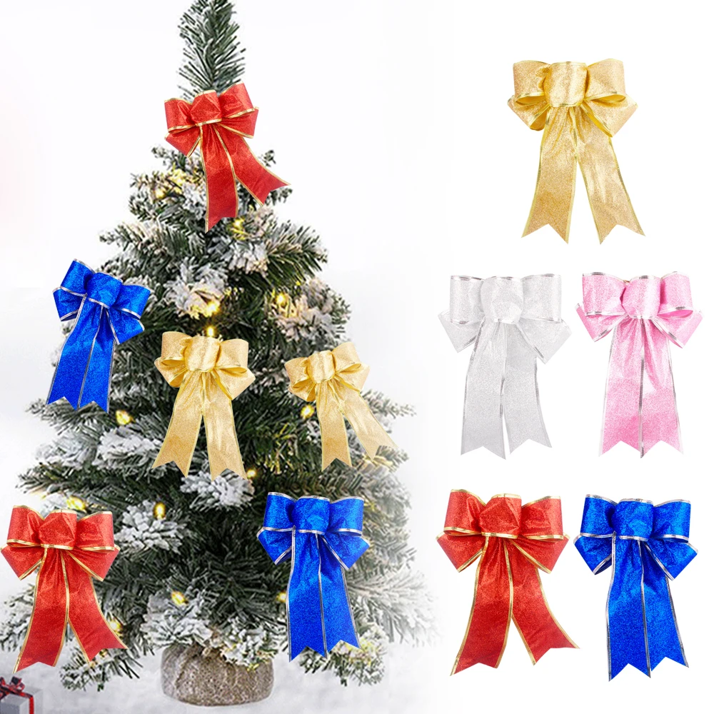 

Золотые, серебристые, красные рождественские банты, Рождественская елка, украшение, ленты, банты, Noel 2024, новогоднее, Рождественское украшение для дома, Natal
