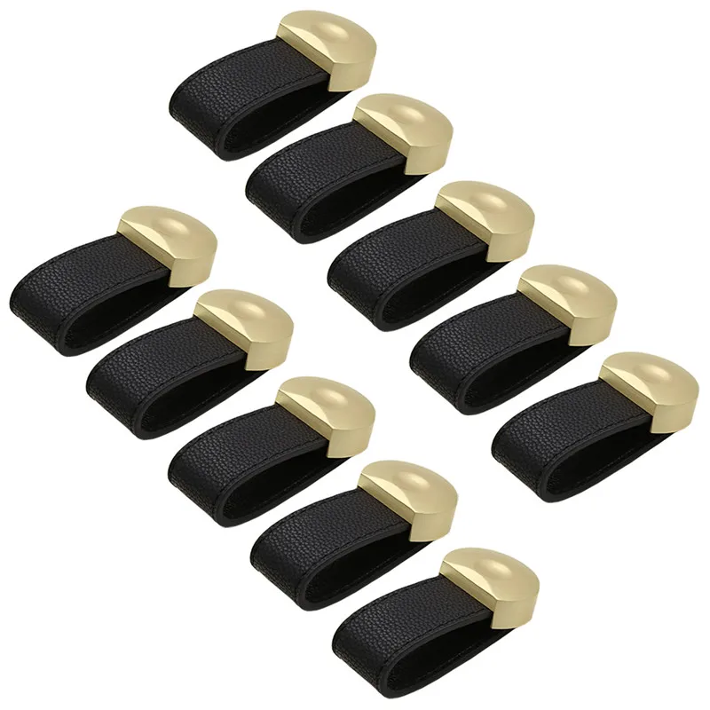 Black B IdealDecor 10 шт. ручки для ящиков покрытый кожей ПУ ручка для дверцы шкафа одно отверстие для кабинета гостиной, винты включены - Цвет: Black B