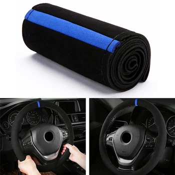 

Replacement Steering Wheel Cover 15\\\\\\\" Universal Black+Blue Car Anti-Slip