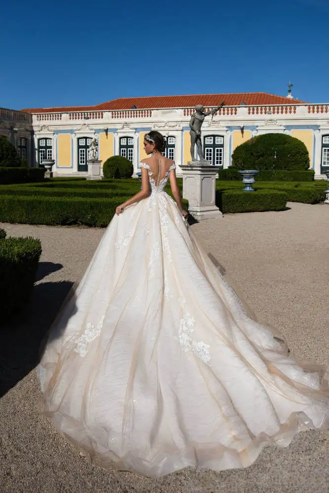 Vestidos De Novia с открытыми плечами А-силуэт Тюль свадебное платье 2020 сексуальное v-образный вырез кружева аппликации с открытой спиной длинное