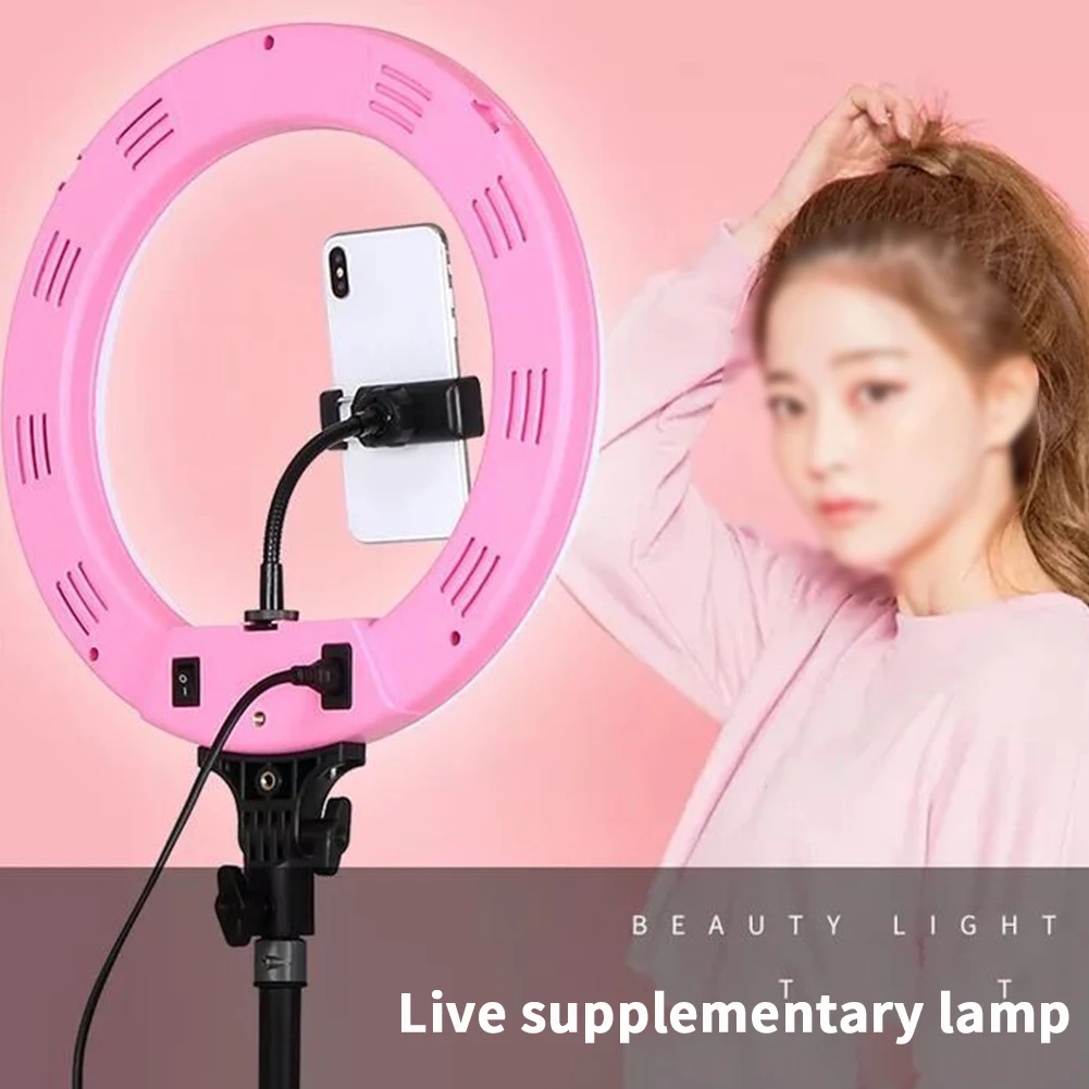 

Photography Adjustable ABS Selfie Lamp Dimmable Camera Durable 220 LED Fill Light Ring Shape Tripod 24W Makeup Portable