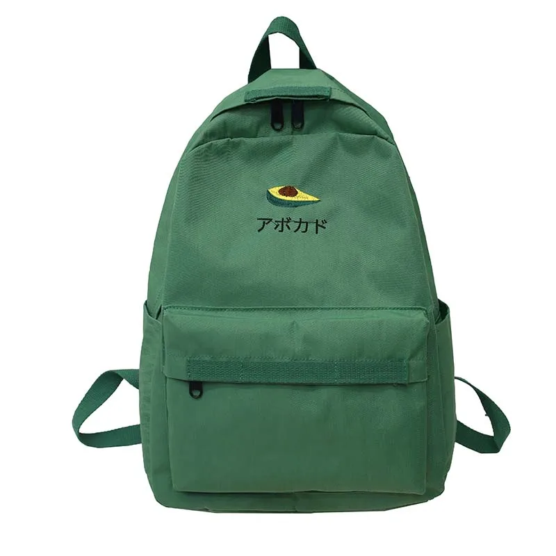 

New Fruit embroidery Women Backpack Little Fresh Waterproof Nylon Solid Color Shoulder Bag Girls Schoolbag for Teenagers