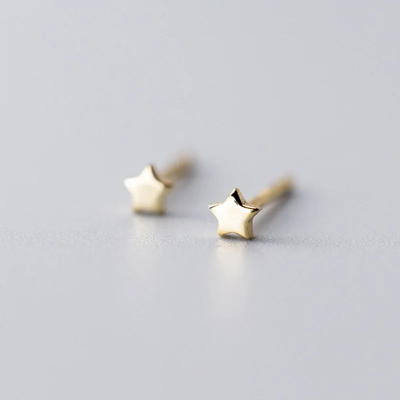 Gold Star Trustdavis, настоящее 925 пробы, серебро, золото, треугольник, сердце, звезда, крест, круглые серьги-гвоздики для женщин, серебро, 925, ювелирное изделие, ED395 - Окраска металла: Gold Star