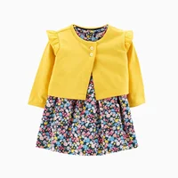 Infant Baby Girls Clothing 2024 Spring Baby Girl Dress Long sleeves Coat+Short SLeeve Bodysuit Dress 2PCS Baby Girl Clothes sets 6