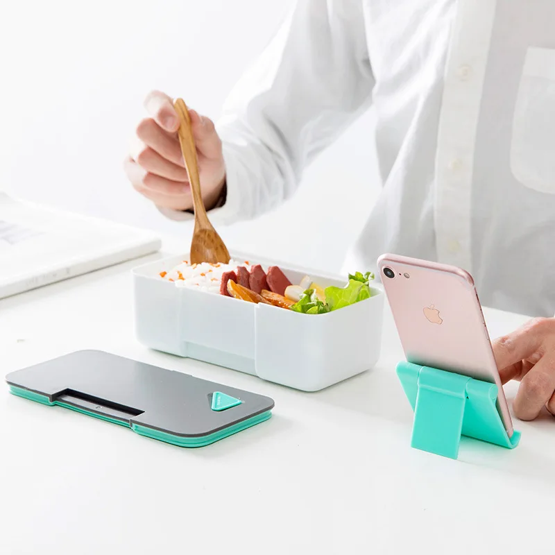 Креативная подставка для телефона коробка для завтрака пригодная для использования в микроволновке порционная коробка Bento для хранения еды контейнер для хранения для детей для дома, офиса, школы контейнер для еды 650 мл