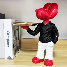  Nordic Balloon Dog Tray Figurines Cute Animal Key Remote Control Storage Tray Resin Crafts Jeff Junior STREET ART Home Decor 
