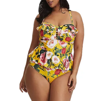 

2019 Hot Selling Bathing Suit Women Summer Backless Sexy Print Plus Size Underwear Set Wire Free Jumpsuit Female Intimates