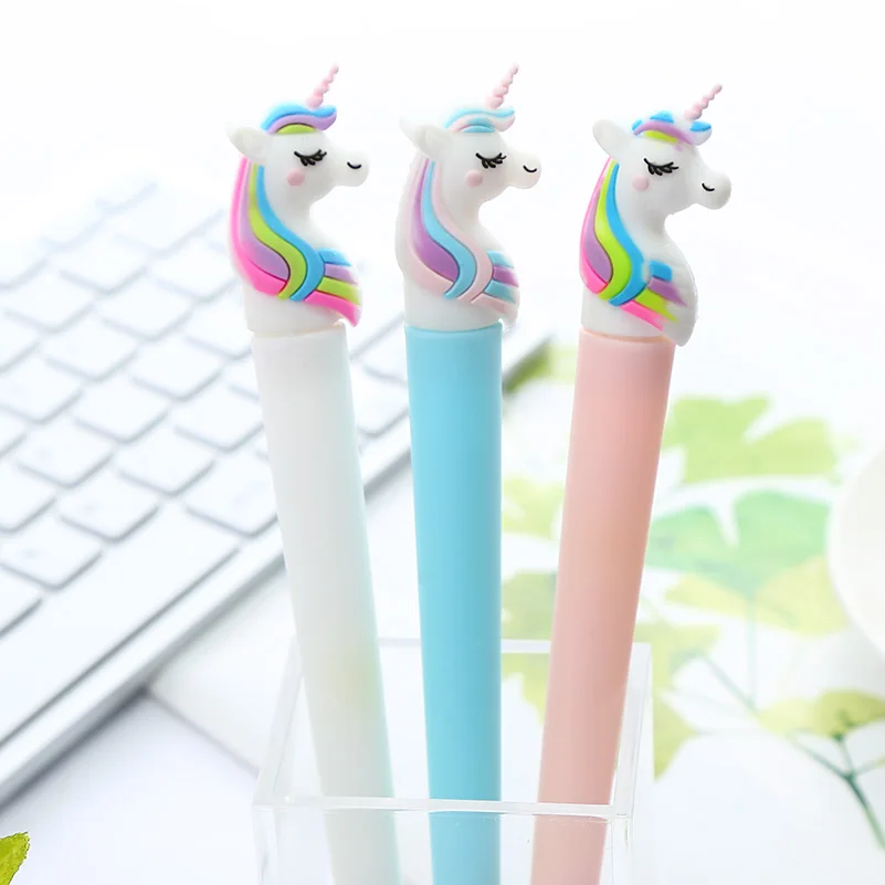 Unicorn Mixed 3pcs Набор крутых милых гелевых ручек в виде единорога, черного кота, динозавра Тоторо, креативные кавайные канцелярские школьные принадлежности, стационарный материал Kawai - Color: Unicorn Mixed 3pcs