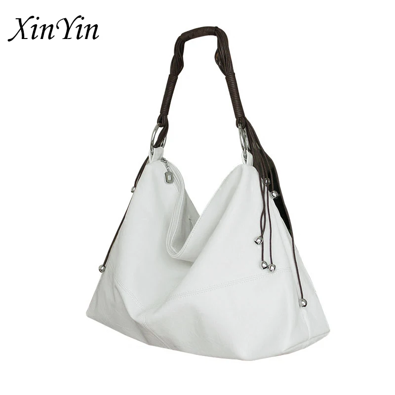Простые мягкие кожаные белые сумки для женщин большая сумка с кисточками Элегантная Дамская Сумка Хобо на плечо сумка-мессенджер кошелек для отдыха