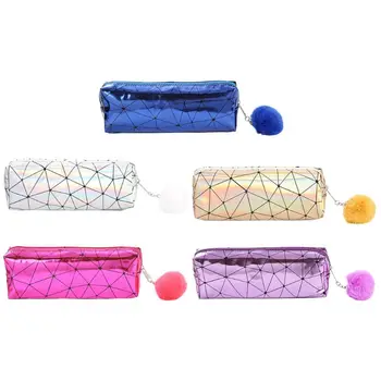 

Holographic Iridescent Laser Pencil Case for Girls Cute Pencil Box Hairball Pencil Bag School Supplies Stationery 19QA
