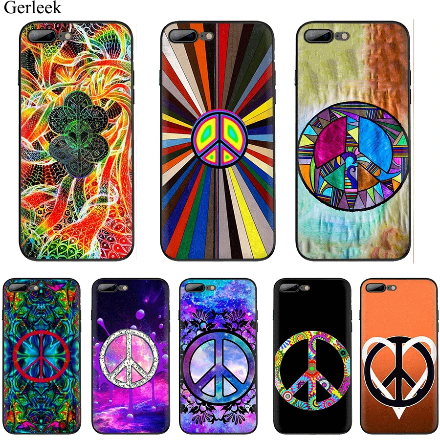 

fashion Peace symbols Phone Case Cover for iPhone 11 Pro X XS XR Max iPhone 7 8 6 6s Plus 5 5S SE Cute