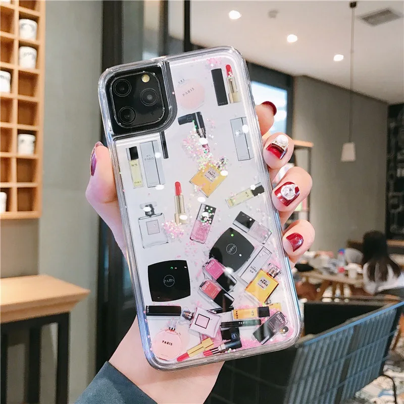 

For iphone X S Max XR Case 11 11Pro 11Max Color cosmetics pattern quicksand phone Case 8 7 6Splus Quicksand protective Cover