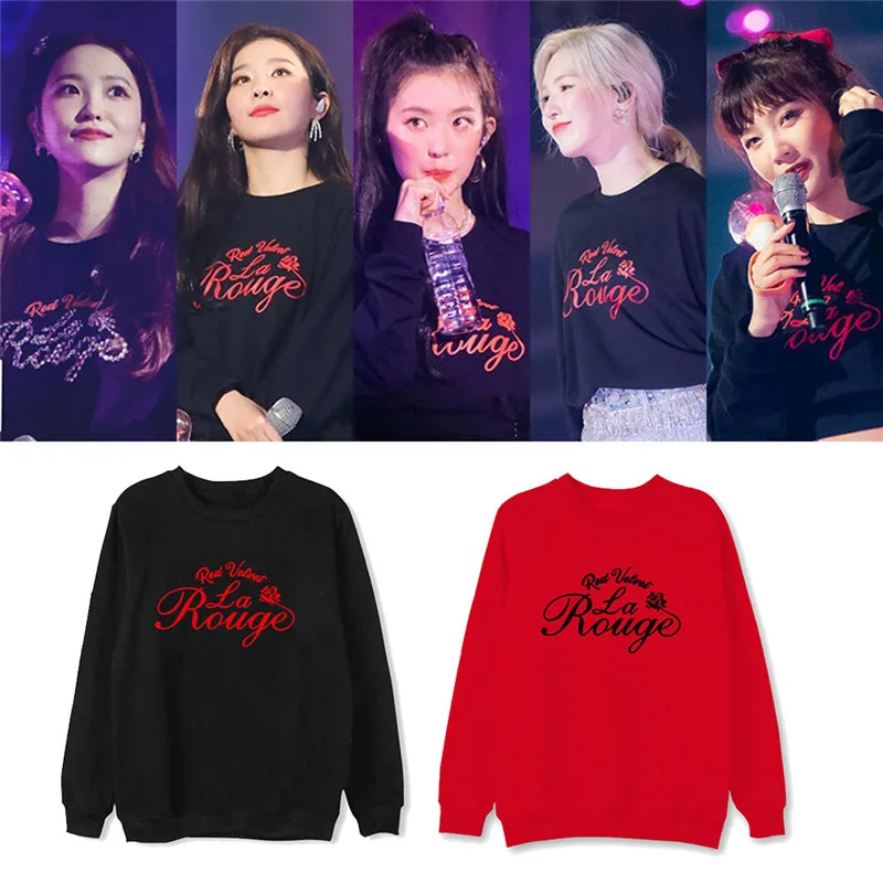 Kpop красная бархатная толстовка с капюшоном La Rouge Same унисекс флисовое пальто с длинными рукавами на осень и зиму Верхняя одежда Топы Повседневная Толстовка