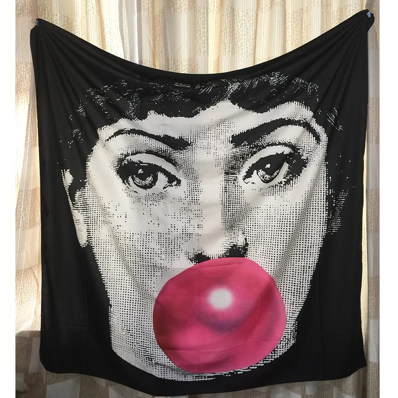

Fornasetti Style Tapestry Lina Cavalieri Wall Hanging Fabric Bar Living Room Decorative Curtain Retro Black and White Tablecloth