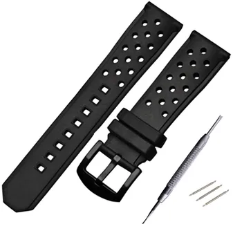 

22mm Perforated Rubber Rally Watch Band Strap Waterproof Air Hole Watchband Stainless Steel Buckle Bracelet for F1 Heuer WAZ2113