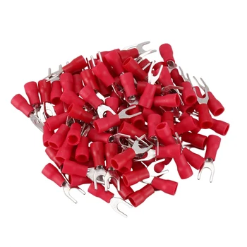 

100 Pcs 4mm Fork AWG 22-16 Pre Insulated Terminal Cable Lug
