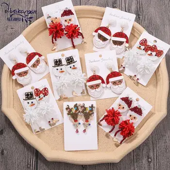 

Dvacaman Design Bead Santa Claus Drop Earrings for Women 2020 Girls Christmas Gifts Handmade Snowman Elk Dangle Earrings Jewelry